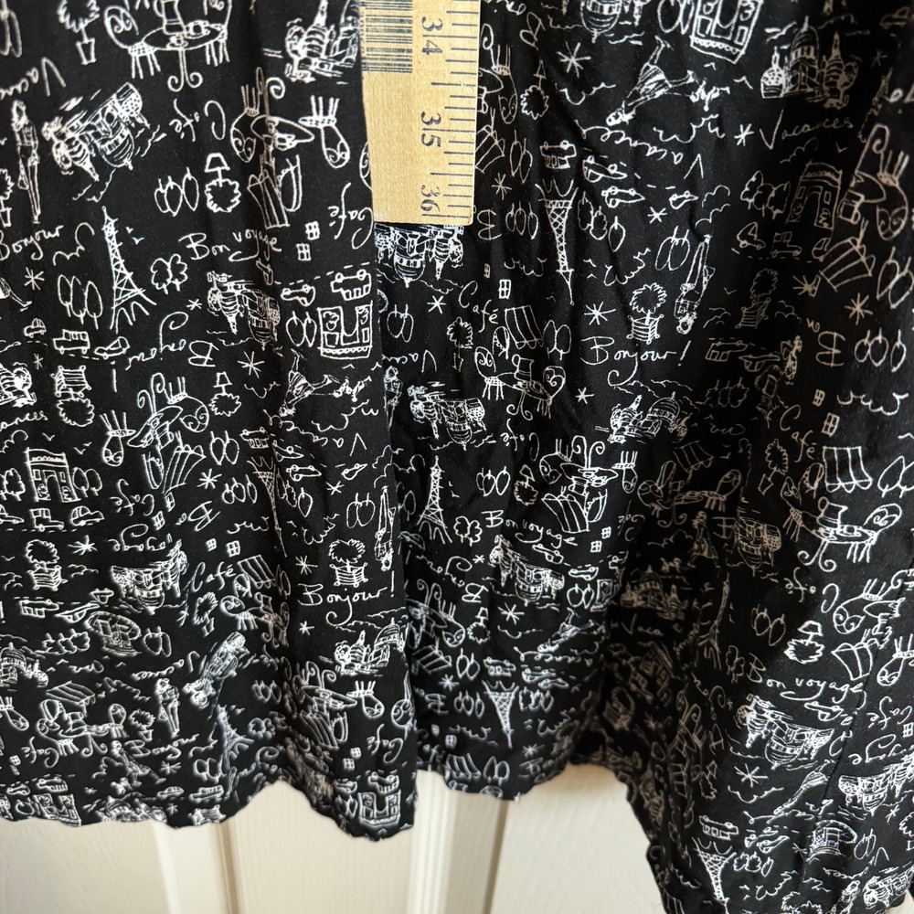 VTG Christopher Banks Maxi Dress 12 Black Paris Eiffel Tower Print Travel Whimsy - Picture 9 of 10